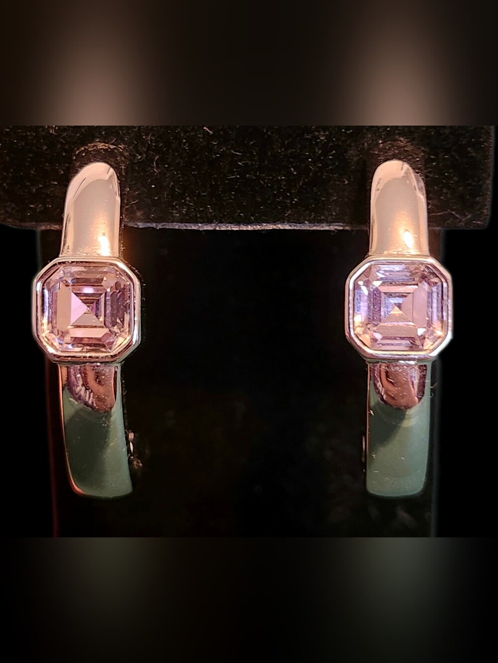 Vintage Swarovski Edelweiss Half Hoop Silverplated Earrings (Pierced)